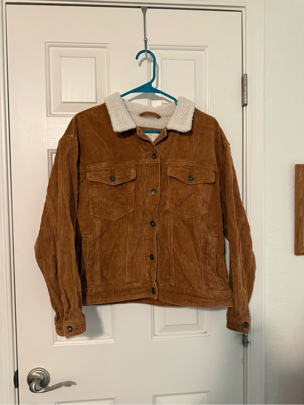 Cotton On Tan Corduroy Jacket with Cream Sherpa Collar